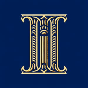 Roman Numeral III in Gold on Blue Background