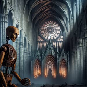 Enchanting Gothic Puppet in Front of Ancient Cathedral