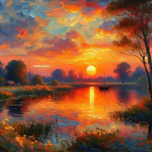 Sunset Impressionism: Vibrant Canvas Mastery