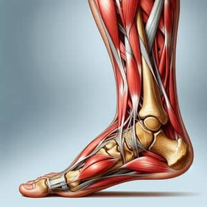 Ankle Joint Anatomy: Muscles and Ligaments Detailed Illustration