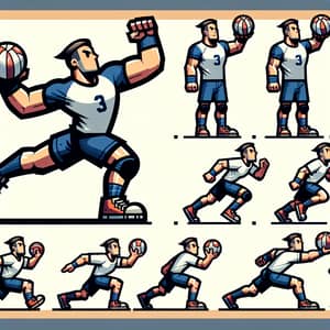 Super-Deformed Handball Player Spritesheet for 2D Video Game