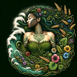 Papatūānuku: Full-Body Illustration of Earth Mother from Māori Mythology