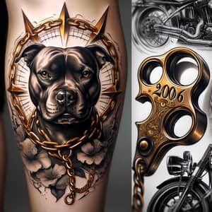 Staffordshire Bull Terrier Tattoo Design with Motorcycle Theme