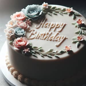 Elegant Birthday Cake with Lustrous Icing and Sugar Flowers