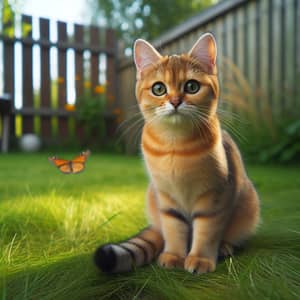 Orange Striped Domestic Shorthair Cat Enjoying Summer Day