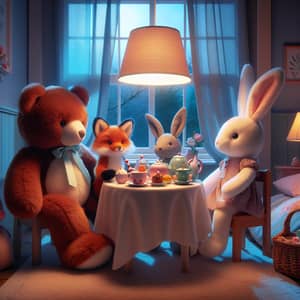 Magical Children's Tea Party with Stuffed Animals