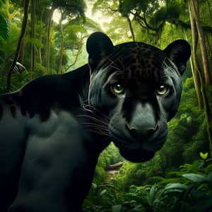 Black Jaguar in Amazon Jungle Walking Away | Majestic Wildlife Scene