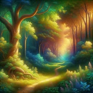 Enchanting Forest Landscape in Vivid Hues | Art Inspired by Pre-1912 Oil Painters