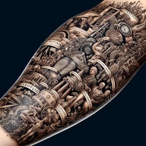 Historical Events Tattoo Design for Full Arm Coverage