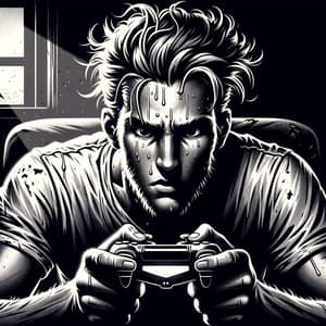 Intense Gamer Playing Fortnite - Deep Focus and Determination