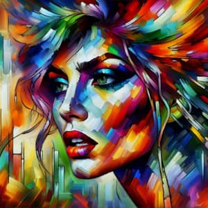 Vibrant Woman Portrait with Colorful Hair and Artistic Makeup