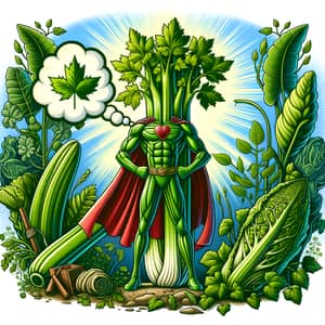 Nature's Blood Pressure Regulator: Celery Superhero Illustration