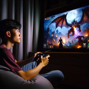 Quang Tung Playing Video Game | Fantasy RPG Adventure