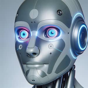 Futuristic Novasell Robot with Titanium Skin and LED Eyes