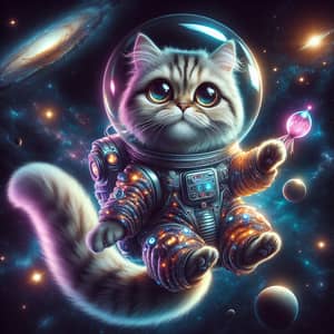 Space Cat - Cosmic Feline Floating in Zero Gravity