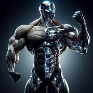 Futuristic Cyborg Transformation with Massive Muscles