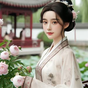 Elegant Chinese Lady in Traditional Hanfu Dress