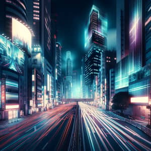 Futuristic Cyberpunk Cityscape | Neon Lights & Digital Billboards
