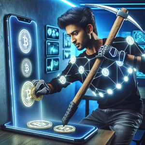 Modern South Asian Man Cryptocurrency Mining Scene