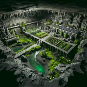 Decrepit Underground Bunker & Eerie Green Area | Horror-Inspired Dystopian Scene