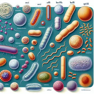 Educational Illustration: Types of Bacteria - Shapes, Cell Walls, and Flagella