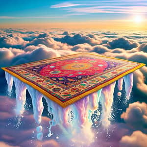 Surreal Carpet in Sky with Water Splash - Mesmerizing Scene