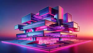 Futuristic School Building | Modern Architecture in Neon Palette