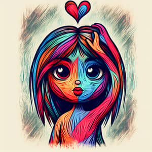 Colorful Young Girl Holding Heart | Artistic Image