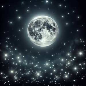 Graceful Moon in Serene Night Sky | Mesmerizing Stars