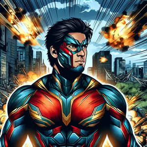 Epic Superhero Battle in Vibrant Comic Illustration