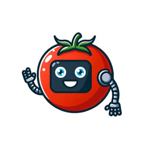 AI-Tomated Logo: Cheerful Tomato Robot Design