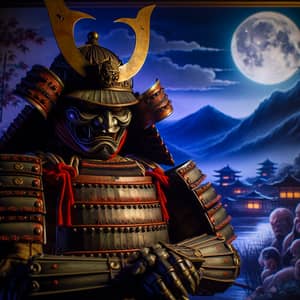 Japanese Folklore Samurai Boss at Night - Edo-period Scene