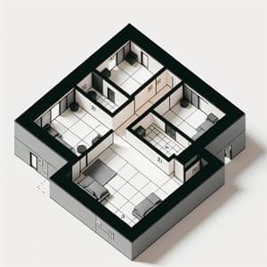Modern 2D Floor Plan Design for Three-Room Layout