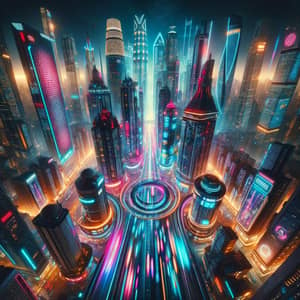 Futuristic Metropolis Night View | Cyberpunk Cityscape