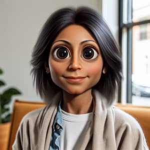 Unique Features of Everyday Individual with Big Eyes and Small Mouth