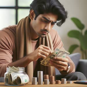 South Asian Man Counting Money | Video Clip