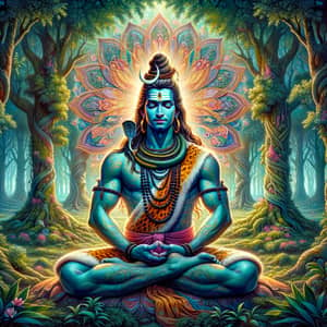 Devoted Follower of Lord Shiva Meditating in Vibrant Colors