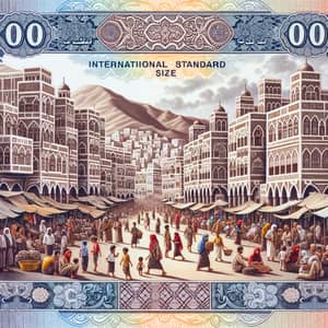 Yemen Banknotes: Front Architectural Design, Back Local Market Scene