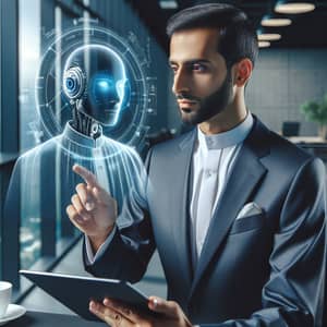 Middle-Eastern Business Professional Interaction with AI