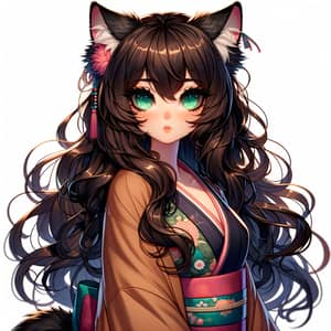 Cat Girl Character in Enchanting Kimono Costume