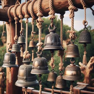 Vintage and Modern Bells Hanging in Harmony
