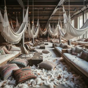 Charming Lounge Area with Hammocks and Sofas