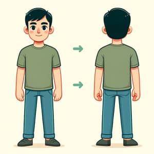 Cartoon Character Design: Front & Back Views - South Asian Man