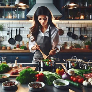 Elena - Talented Chef Cooking in Modern Kitchen