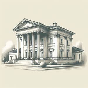 Neoclassical House Sketch: Clean Lines & Symmetry
