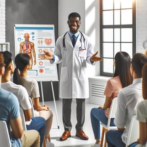 Expert Black Doctor Teaching Diverse Patients