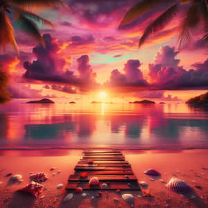 Breathtaking Sunset Over Serene Ocean - Tropical Ambiance