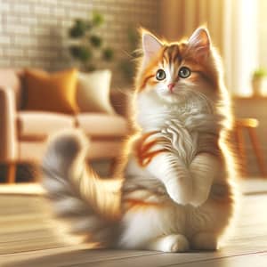 Graceful Orange and White Striped Domestic Cat | Serene Atmosphere