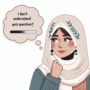 Confused Woman Quiz Question | Middle-Eastern Art Style