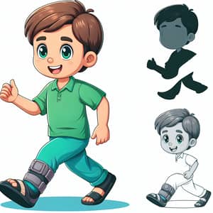 Cartoon Illustration of 9-Year-Old Caucasian Boy Branson at Colorful Playground